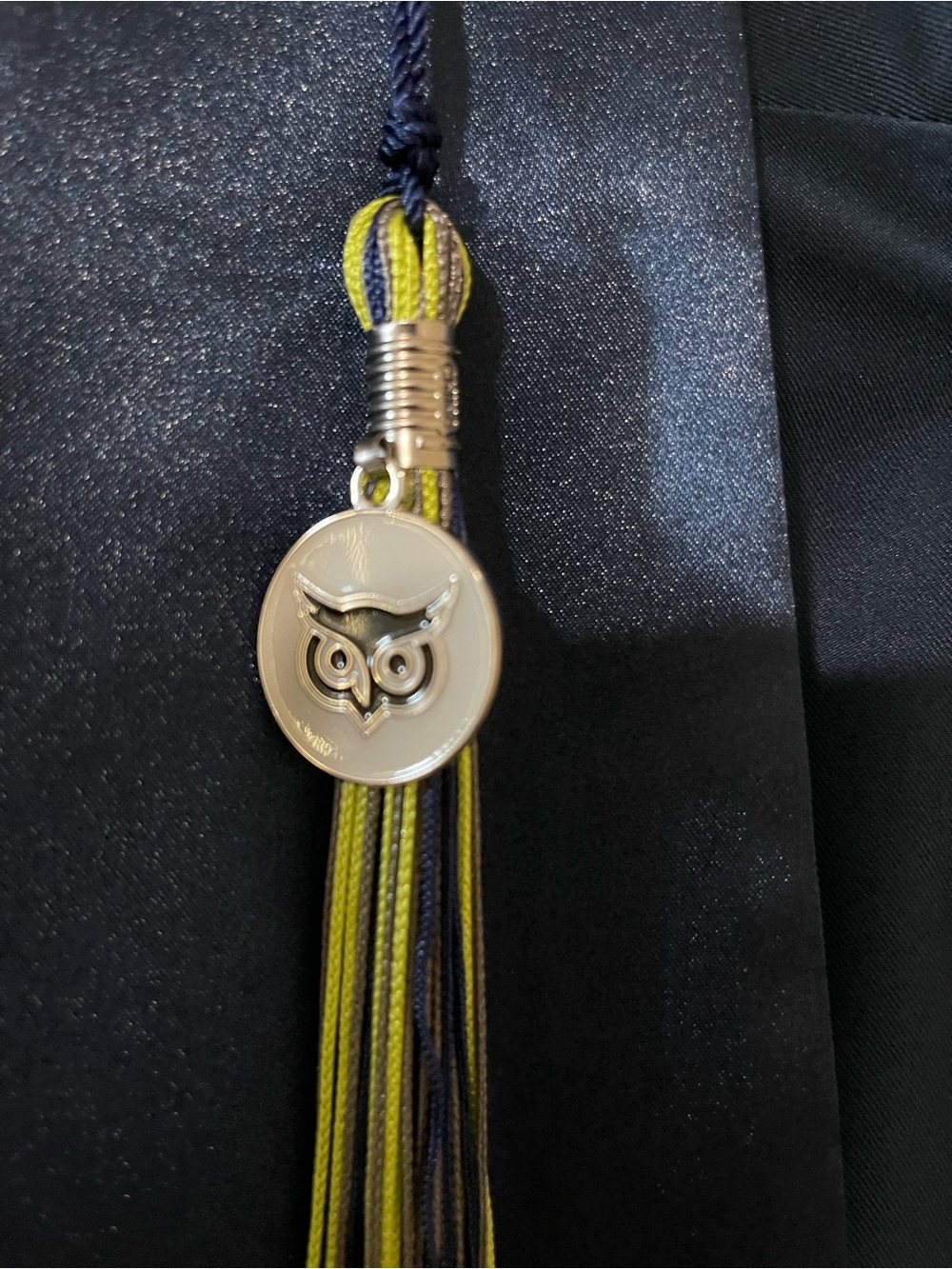 WGU Navy Blue Graduation Gown with Silver Stole and Cap - Picture 4 of 7